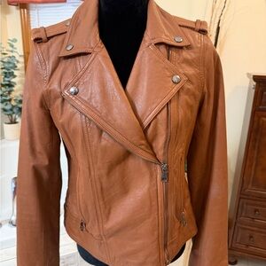 Banana Republic caramel colored leather jacket. Size small.